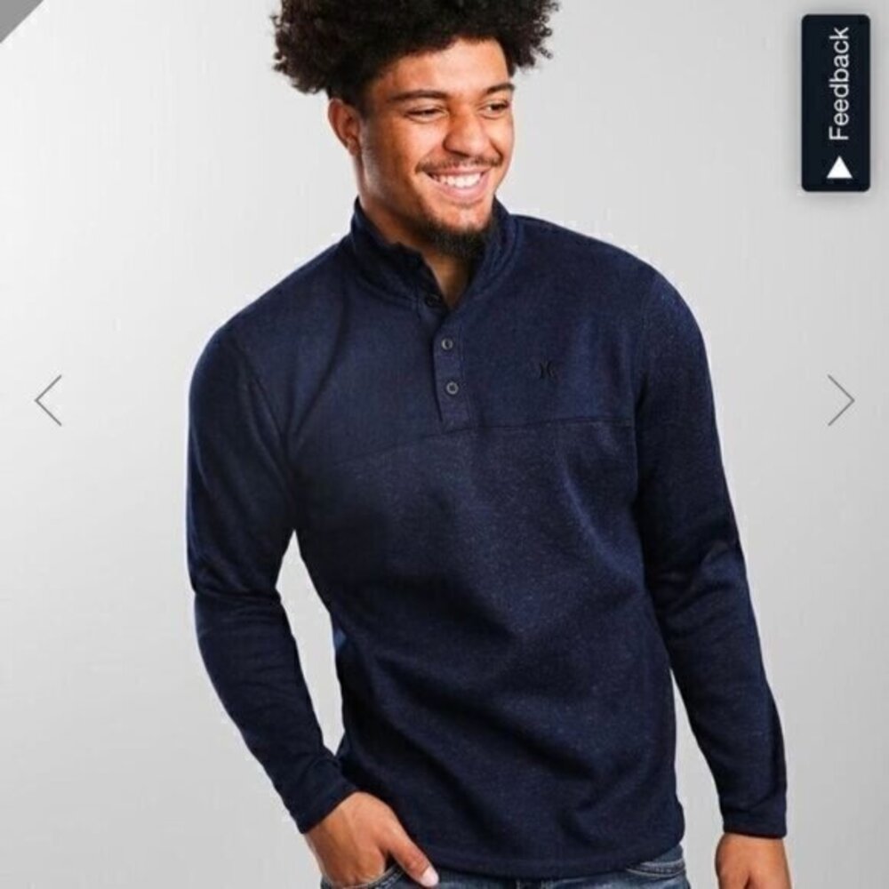 Hurley Buckle Colab Quest Mock Neck Henley Pullover Knit New